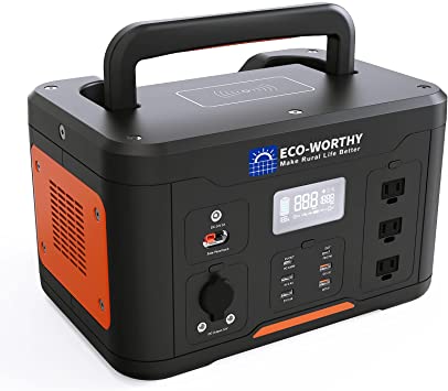 ECO-WORTHY Portable Power Station 1000W, 1200Wh Solar Generator Wireless Charging Station Lithium Battery Backup Power Inverter with 3x120V/1000W AC Outlets for Outdoor RV Camping Emergency