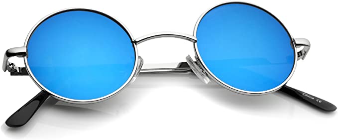 zeroUV - Retro Round Sunglasses for Men Women with Color Mirrored Lens John Lennon Glasses
