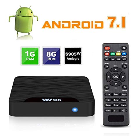 7.1 Android TV Box - J-DEAL W1 Newest Android 7.1 Smart TV Boxsets, Amlogic S905W Quad-Core, 1GB RAM & 8GB ROM, 4K Ultra HD, Support Video Encoder for H.264, 2.4GHz WiFi, Web TV Box   Remote Control
