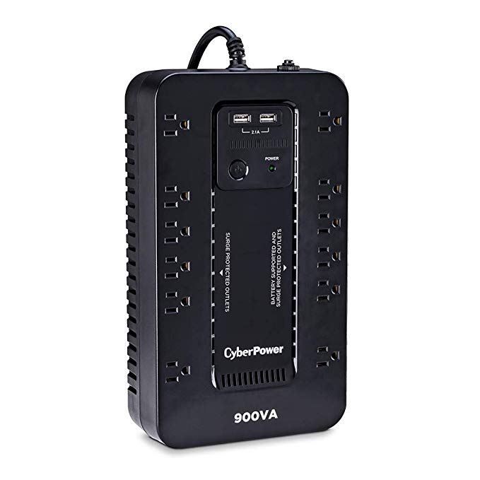 CyberPower ST900U Standby UPS System, 900VA/500W, 12 Outlets, 2 USB Charging Ports, Compact