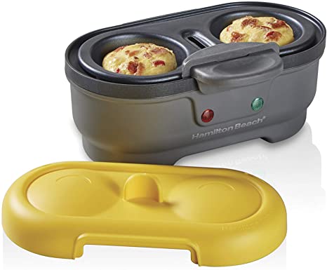 Hamilton Beach Electric Egg Bites Cooker & Poacher, Removable Nonstick Tray Makes 2 in Under 10 Minutes, Yellow (25505)