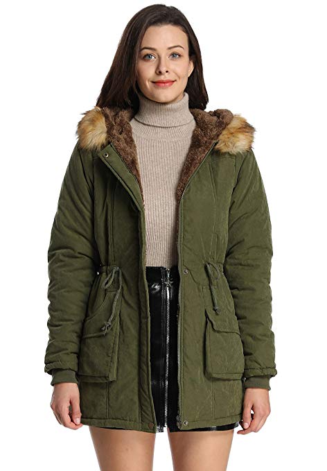 iLoveSIA Womens Hooded Warm Coats Parkas with Faux Fur Jackets