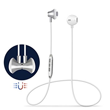 Bluetooth Headphones Magnetic Wireless Headphones V4.1HiFi Stereo Earphones Noise Diminishing Earbuds IPX4 Sweatproof Sports Headsets with Mic for iPhone X 87 Plus Samsung Galaxy S7S8 Android Phones