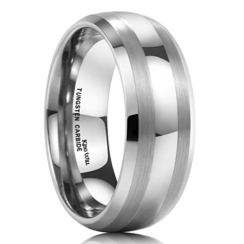 King Will TYRE Men's 8mm Tungsten Carbide Ring Wedding Engagement Band Matte/Brushed Finish Lines