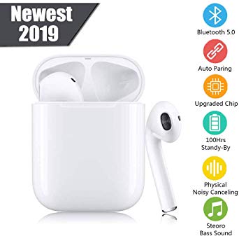 Wireless Earbuds Bluetooth 5.0 Headsets 3D Stereo Headphones with Fast Charging Case,Auto Pairing in-Ear Ear Buds IPX5 Waterproof Mini Sports Earphones for iPhone/Apple Airpods Bluetooth Earbuds