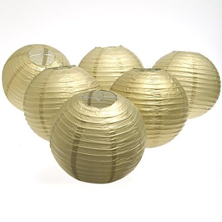 Fun Express - Gold Lanterns, 12" Balloon Lanterns (Includes Wire) (1-Pack of 6)