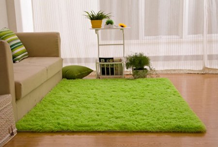 Ultra Soft 4.5 Cm Thick Indoor Morden Area Rugs Pads, New Arrival Fashion Color [Bedroom] [Livingroom] [Sitting-room] [Rugs] [Blanket] [Footcloth] for Home Decorate. Size: 4 Feet X 5 Feet (Green)