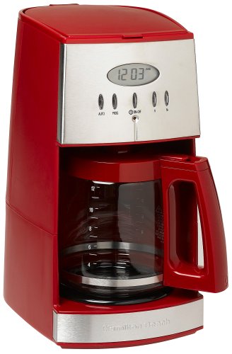 Hamilton Beach 43253 Ensemble 12-Cup Coffeemaker with Glass Carafe, Red