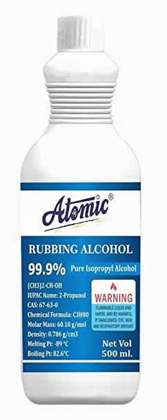 Atomic Rubbing Alcohol 500ml, IPA Iso-Propyl Alcohol Pure 99.9% [(CH3)2-CH-OH] CAS: 67-63-0
