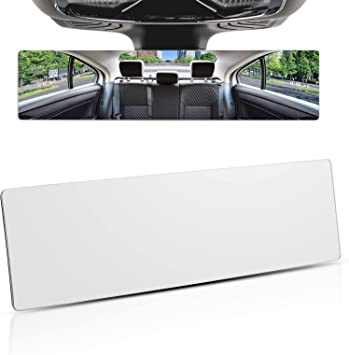 JOYTUTUS Rear View Mirror, Universal 11.81 Inch Frameless Panoramic Convex Rearview Mirror, Interior Clip-on Wide Angle Rear View Mirror to Reduce Blind Spot Effectively for Car SUV Trucks - Clear