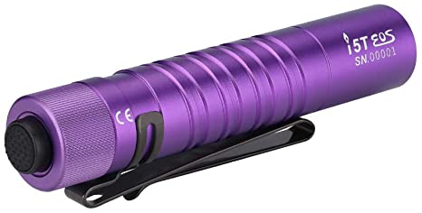 Olight i5T EOS 300 Lumen LED Flashlight, Every Day Carry with AA Alkaline Battery, Anti-slip Tail Switch with Momentary on and 15/300 Lumens Modes Change (Limited Edition: Purple)