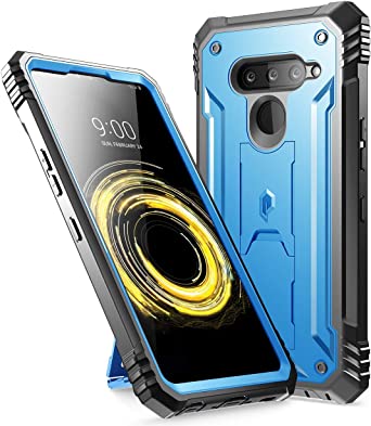 Poetic LG V50 ThinQ Rugged Case with Kickstand, Full-Body Dual-Layer Shockproof Protective Cover, Built-in-Screen Protector, Revolution Series, for LG V50 ThinQ 5G (2019), Blue