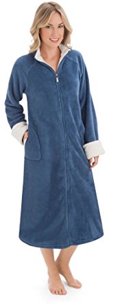Collections Etc Women's Zip Front Plush Knit Robe