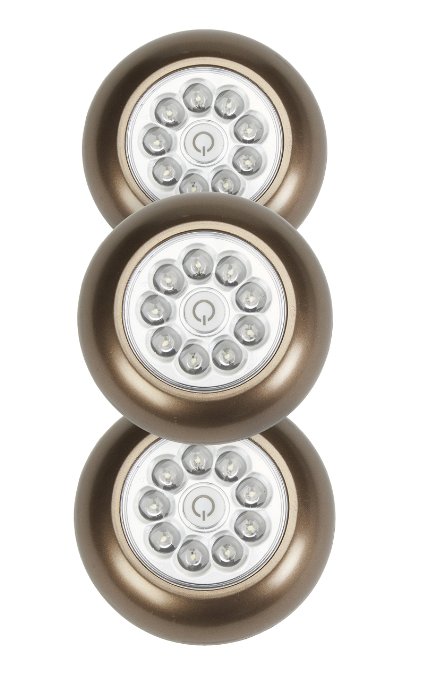 LIGHT IT by Fulcrum 30016-307 9 LED Wireless Anywhere Stick On Tap Light, 3 Pack, Bronze