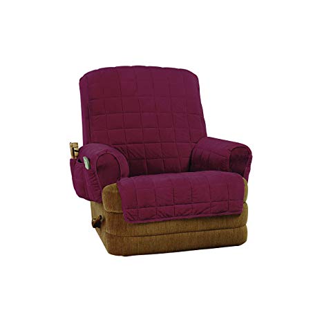 SureFit Silky Touch Non-Slip Recliner Furniture Cover-Burgundy