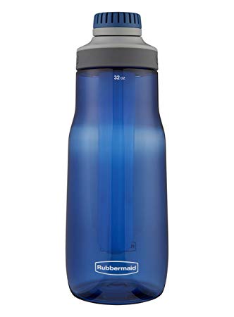 Rubbermaid Leak-Proof Chug Water Bottle with Blue Ice Stick, 32 oz., Nautical Blue