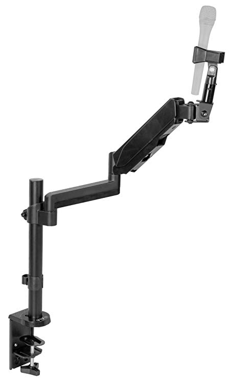 VIVO Black Height Adjustable Pneumatic Spring Microphone Counterbalance Arm Mount | Compact Mic Stand with Mounting Clamp (STAND-MIC01)