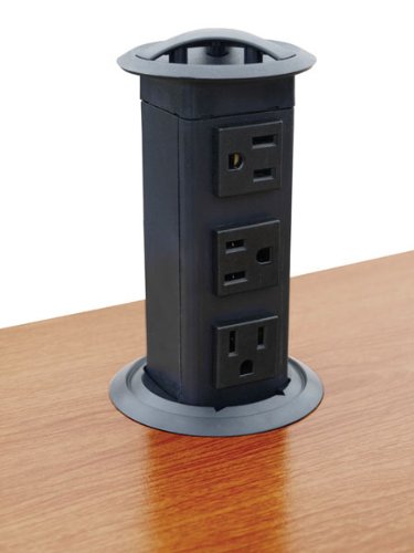Power Pop-Up Station, three outlets, plastic, black