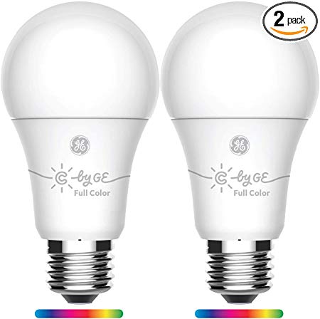GE Lighting 93105377 C by GE Smart A19 Full Color, Works with Alexa and Google Assistant, WiFi Enabled, 2-Pack Connected LED Bulb