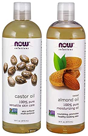 Almond Oil 16 oz. and Castor Oil 16 oz. - Now Foods