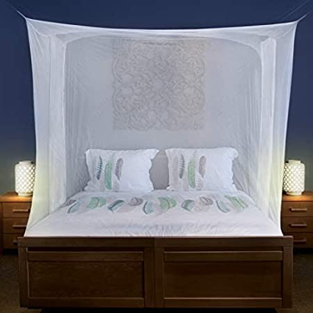 Gesto Mosquito Net/Machhardani - Polycotton Mosquito Net for Bed King Size/Double Bed - Durable Rectangular Mosquito Nets - 256 Mesh Bed Net for Insects & Bugs Protection - Mosquito Net for Home & Travel(6.5 x 6.5 Feet, White)
