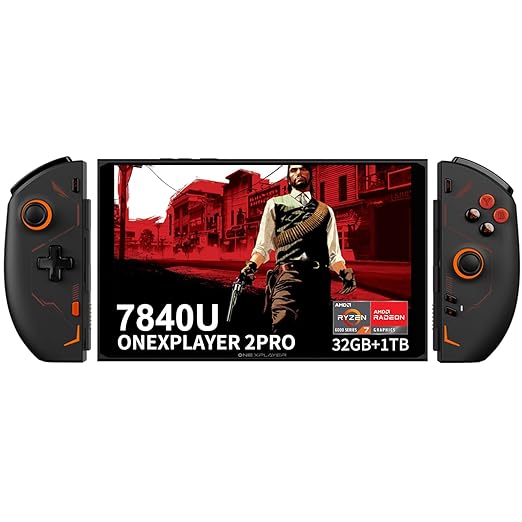 OneXPlayer 2 PRO [AMD Ryzen 7 7840U] 8.4 Inches 5 in 1 Handheld PC Video Game Console One X Player 2 Portable Win 11 Home OS Laptop 2560x1600 Mini Pocket Tablet PC (Black, AMD R7 7840U-32GB 1TB)