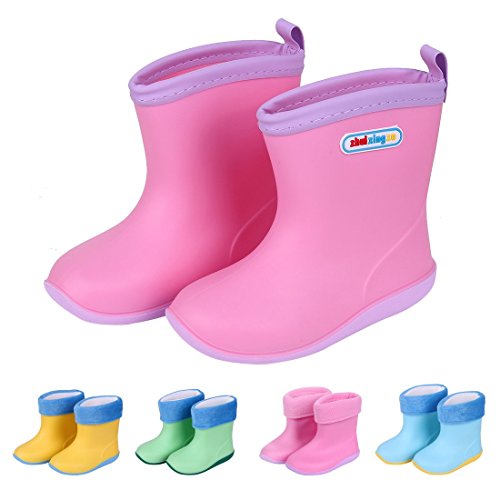 Asgard Candy Color Rain Boots For Kids Waterproof Ankel Rubber Boots, 8M-13M With Socks