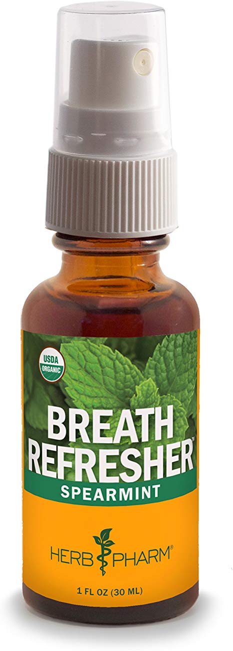 Herb Pharm Breath Refresher Certified Organic Herbal Fresh Breath Spray, Spearmint