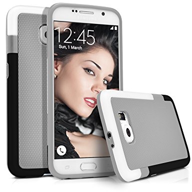 Galaxy S6 Case, MagicMobile® Ultra Protective Thin Armor Bumper Cute Case For Samsung Galaxy S6 [NON-SLIP] Texture Design Shockproof Impact Resistant Galaxy S6 Slim Rugged Case Cover / Gray-White-Black