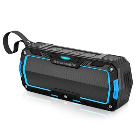 BlitzWolf Portable Bluetooth Speakers, 2X5W 2000mAh IPX5 Water-resistant Hands Free Wireless MP3 Music Player for Outdoor Activity Blue