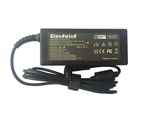 Cloudwind 19V 3.42A 65W Replacement Adapter Charger for Asus K50IJ K53E K53U K55 K55A K55N A52F A53E U46E U52F S46CA S56CA X53E X53U X54C X54H X55A X55C X75A; R503U Power Cord Included.