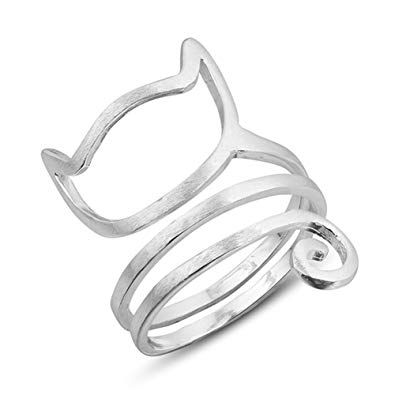 Helen de Lete Innovative Lovely Cat Kitty Sterling Silver Ring