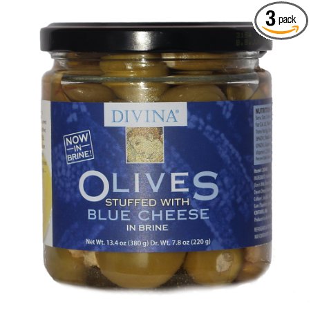 Divina Olives Stuffed With Blue Cheese, 7.8-Ounce Jars (Pack of 3)