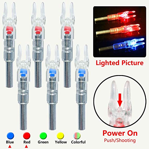 XHYCKJ 6PCS S Led Lighted Nocks for Arrows with .244" Inside Diameter,Screwdriver Included