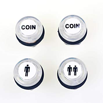 Easyget 4 Pcs/Lot 5V LED Illuminated Push Button 1P / 2P Player Start Buttons / 2x Coin Buttons for MAME / JAMMA / Fighting Games / Arcade Video Games