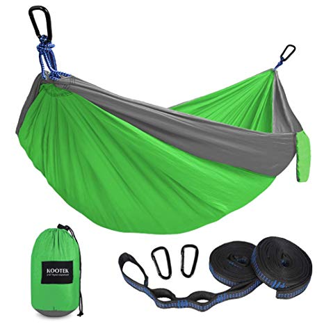 Kootek Camping Hammock Double & Single Portable Hammocks with 2 Tree Straps, Lightweight Nylon Parachute Hammocks for Backpacking, Travel, Beach, Backyard, Patio, Hiking