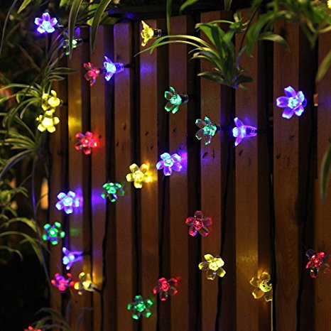 50 LEDS Holiday Decorations Solar String Lights Flower Garden Lights Panpany Outdoor Lighting  for Indoor, Patio, Fence,Patio, Party