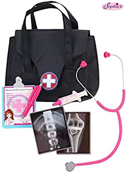 Sophia's 18 Inch Doll Sized Medical Bag & Doll Accessories | Dr Nurse Doll Set of Stethoscope, X-Rays, Syringe, Clipboard, Pen & Doctor Bag - 18 inch Dolls, Perfect for American Girl Dolls & More!
