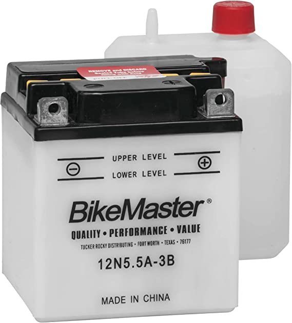 BikeMaster 12N5.5A-3B Conventional Motorcycle Battery - 104L X 91W X 115H mm