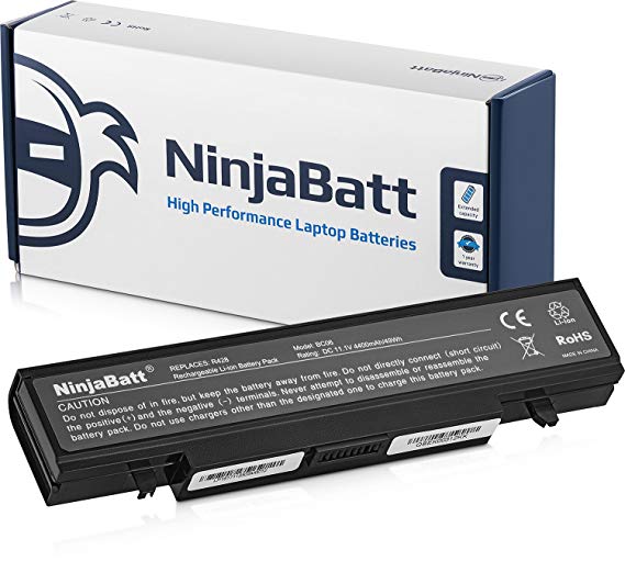 NinjaBatt Laptop Battery for Samsung AA-PB9NC6B AA-PB9NS6B AA-PB9NC6W AA-PB9MC6W NP300E5A AA-PB9MC6B P410 AA-PB9NS6W R580 R540 NP300V5A R505 Q210 - High Performance [6 Cells/4400mAh/49wh]