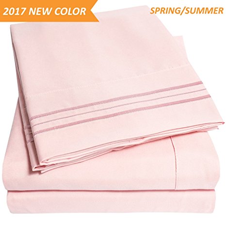 1500 Supreme Collection Extra Soft Queen Sheets Set, Pale Pink - Luxury Bed Sheets Set With Deep Pocket Wrinkle Free Hypoallergenic Bedding, Over 40 Colors, Queen Size, Pale Pink