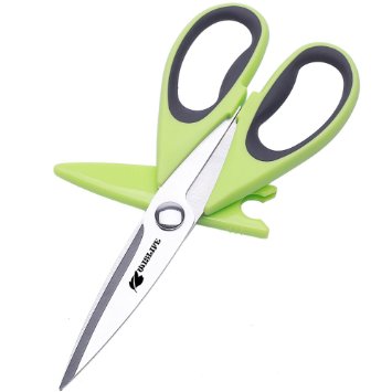 WISLIFE Multi-purpose Home and Kitchen Shears with non slip soft rubber grip, Office Scissors for Paper Cutting, Light-duty Utility Poultry Chicken Shears for Women and Children