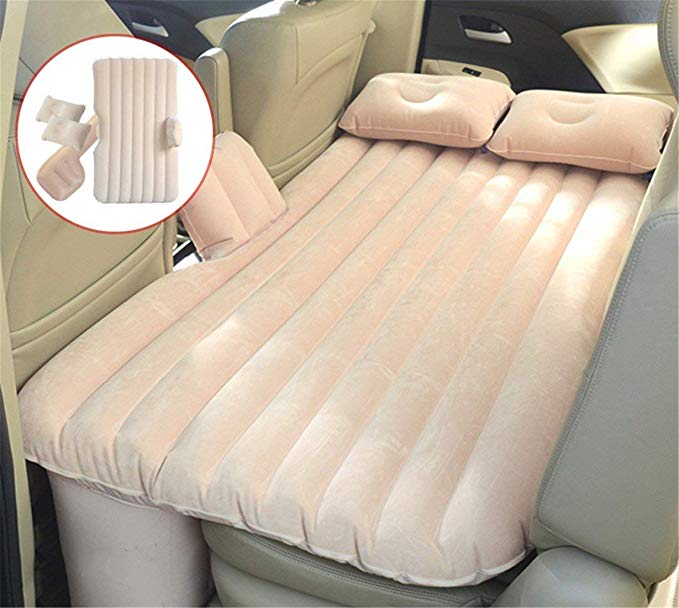 ADA Inflatable Travel Car Bed Air Sofa with Two Inflatable Pillow for Car Back Seat - Cream