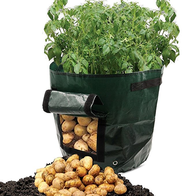 YINUOWEI 3 Pack 7 Gallon Garden Potato Grow Bag Vegetables Planter Tub with Access Flap for Potato, Carrot & Onion (PE Material)