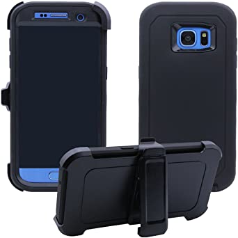 Samsung Galaxy S7 Edge Cover | Holster Case | Full Body Military Grade Edge-to-Edge Protection with carrying belt clip | Drop Proof Shockproof Dustproof | Black / Black