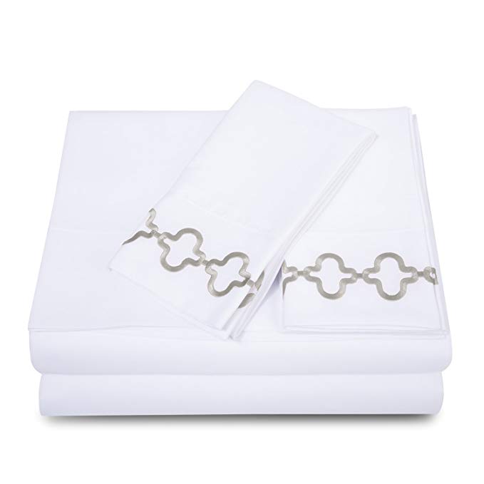 Ashler Bed Sheet Set - Hypoallergenic Soft Microfiber Deep Pocket 1800 Series - Wrinkle Fade Resistant - 4 Piece Full Light Grey Diamond