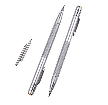 IMT Tungsten Carbide Tip Scriber 2 Pack, Etching Engraving Pen with Clip and Magnet for Glass/Ceramics/Metal Sheet , Extra 2 Free Replacement Marking Point