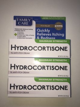 [3-Pack] Hydrocortisone 1% Anti-itch Cream - Compare to Cortaid - 0.5 Oz Tubes