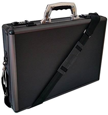 Pro Aluminium Executive Laptop Padded Briefcase Attache Case Black / Gun Metal