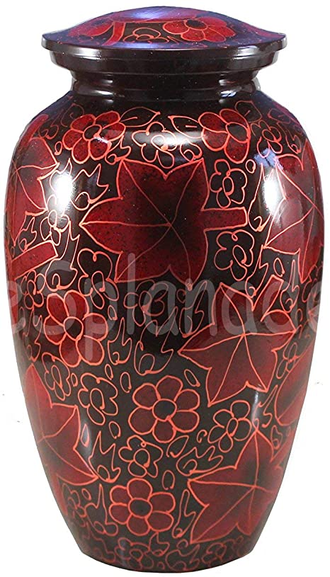 eSplanade Red Cremation urn Memorials urns Container Jar Pot | Urns | Metal Urn | Burial Urn | Memorial Urn (Red/Black)